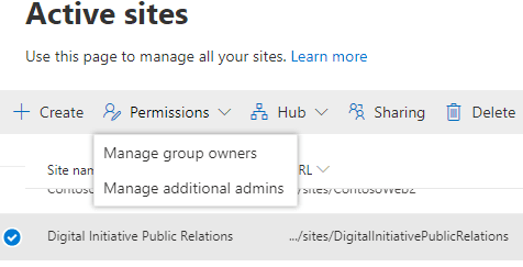 Manage sites in the SharePoint admin center - SharePoint in